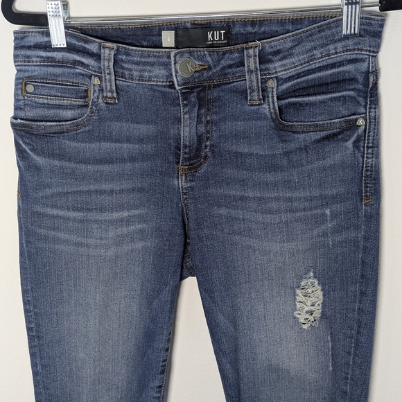 Kut from the Kloth Women's Mia Toothpick Skinny Jeans Size 6 Blue Distressed Euc - Picture 2 of 12